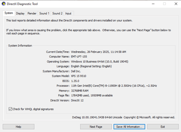 DirectX diagnostic tool