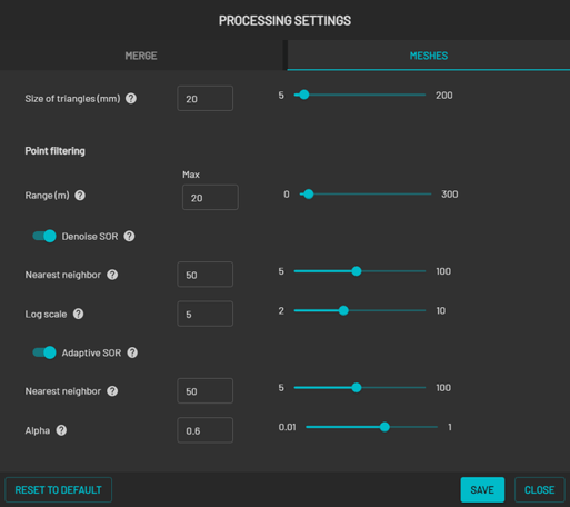 meshes tab